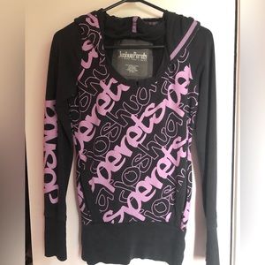 JOSHUA PERETS | Black and Lilac Hoodie | XS